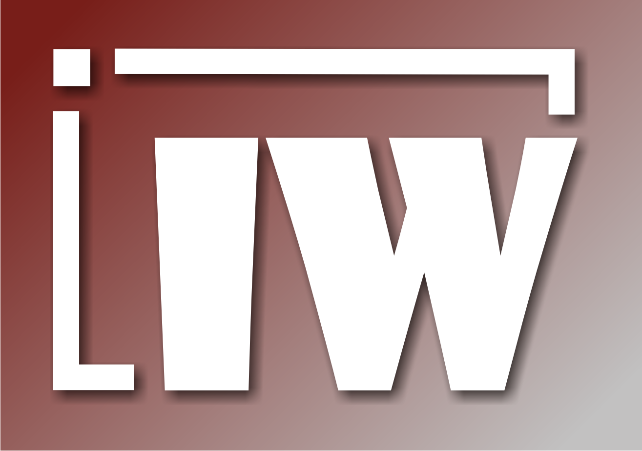 Logo IW białe na kolorowym tle